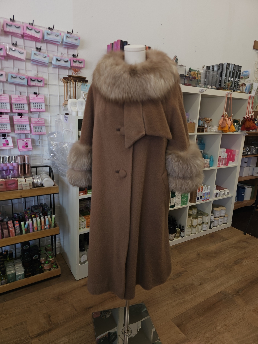Vintage 1950s 1960s Lilli Ann Mohair Coat Mink Fur Collar Cuffs Swing Jacket Lyt